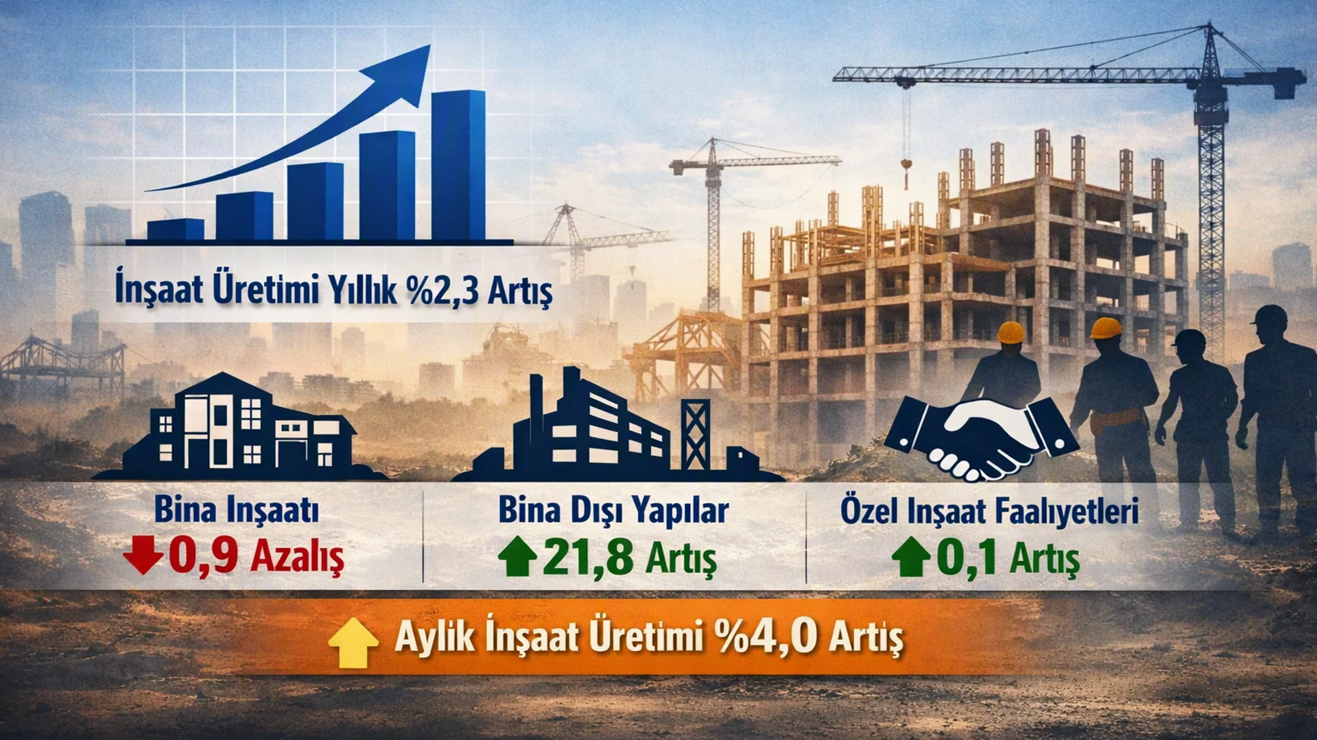 İnşaat Üretimi Ağustos 2026’da %2,3 Artış Gösterdi