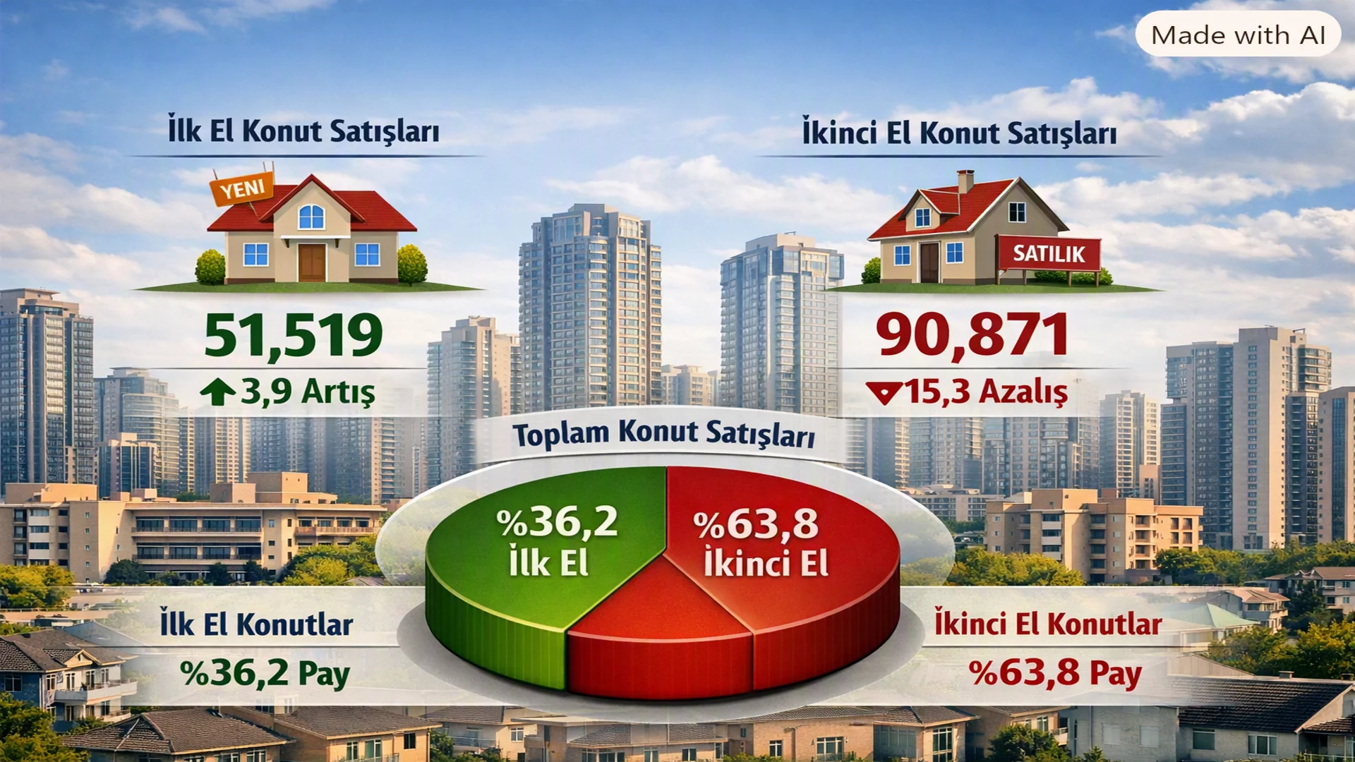 Konut Satışlarında İlk El Artış İkinci El Düşüş